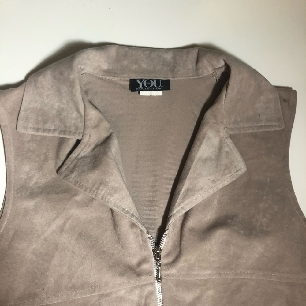 YOU collection tan faux suede vest.